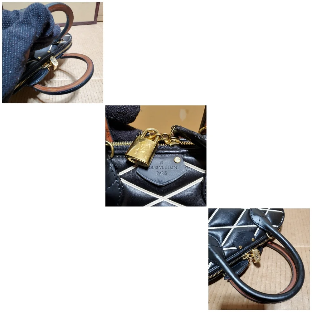 LOUIS VUITTON Black Malletage Alma PM Bag